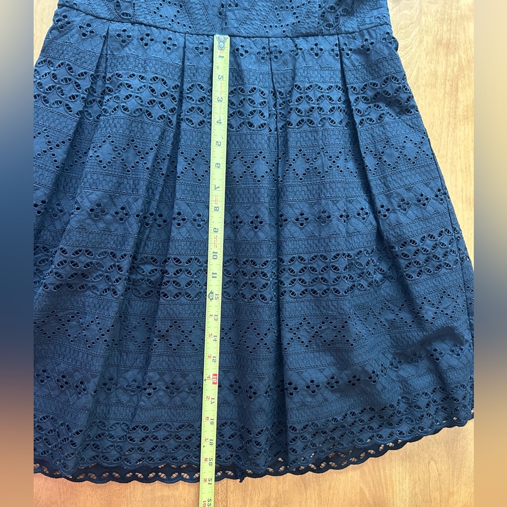 Black Eyelet V-Neck Dress. Fully Lined, Size 8. LOFT - Picture 11 of 11